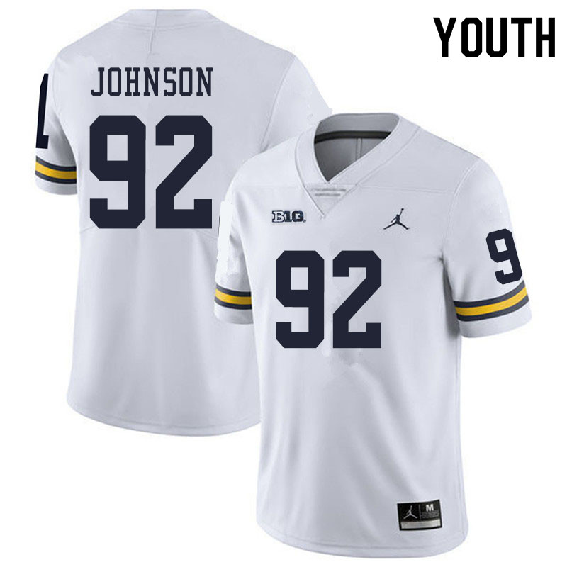 Youth #92 Ron Johnson Michigan Wolverines College Football Jerseys Sale-White